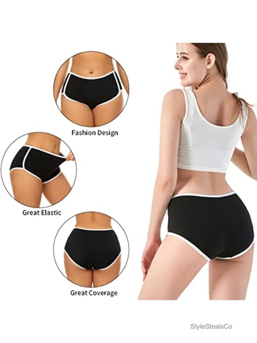 95% Cotton Stretch Boyshorts Underwear Boxer Briefs for Women - Pack of 6